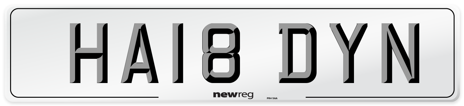 HA18 DYN Number Plate from New Reg